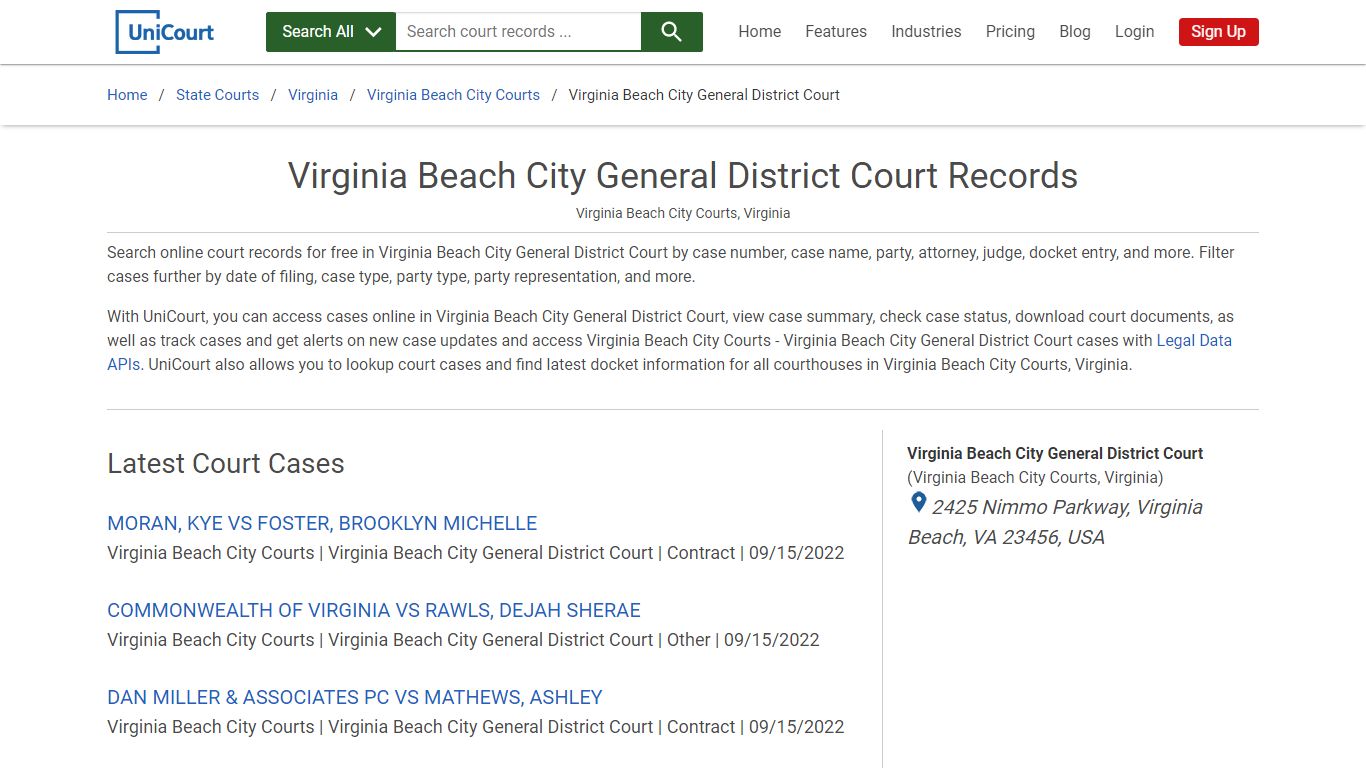 Virginia Beach City General District Court Records